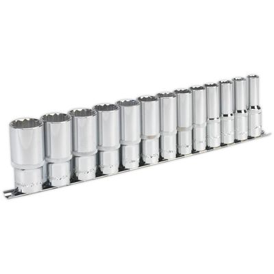 Sealey AK2675 Socket Set 13Pc 1/2inSq Drive 12Pt Deep Walldrive® Imperial