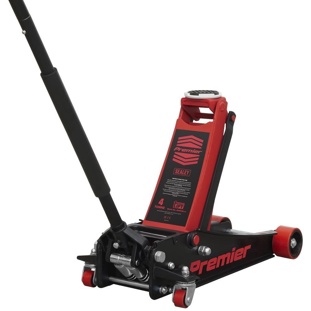 Sealey 4040AR Trolley Jack 4 Tonne Low Profile Rocket Lift Red - Image 1