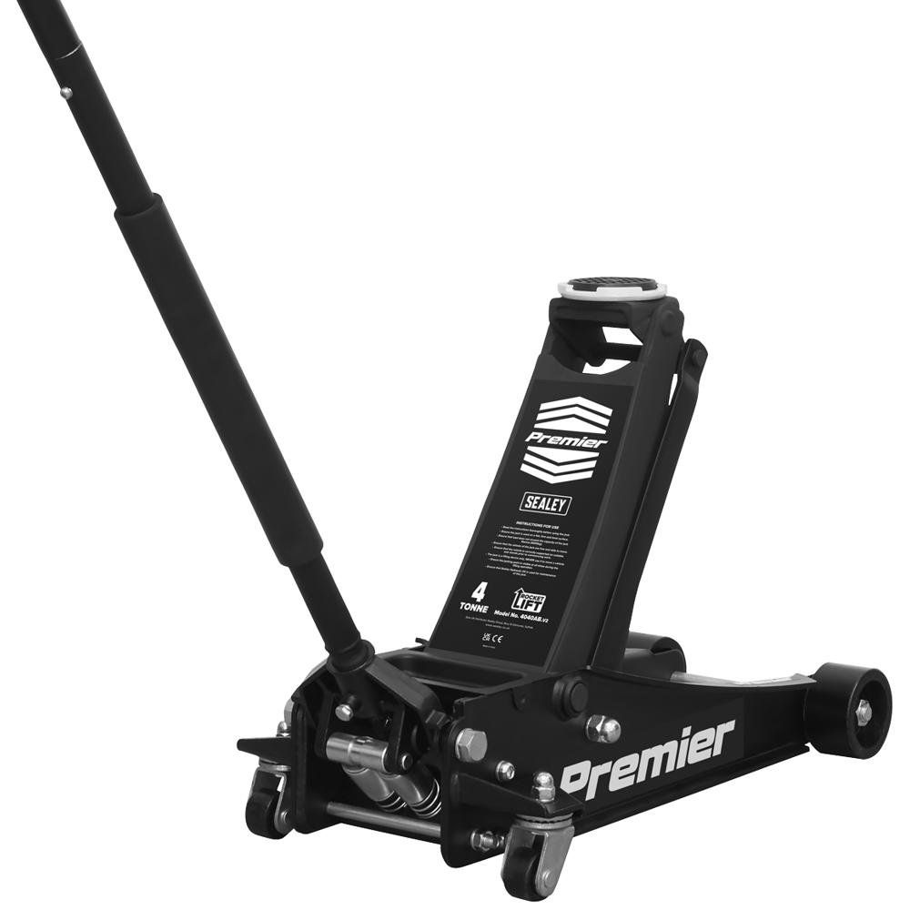 Sealey 4040AB Trolley Jack 4 Tonne Low Profile Rocket Lift Black - Image 1