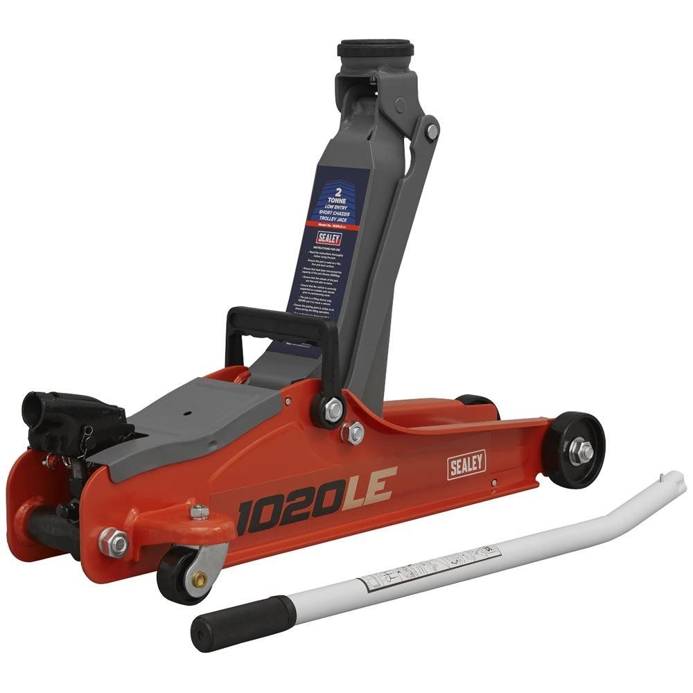 Sealey 1020LE Trolley Jack 2 Tonne Low Profile Short Chassis - Red - Image 1