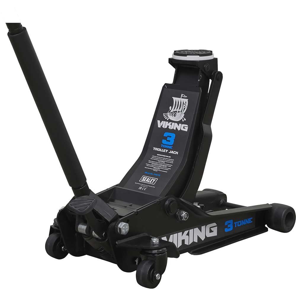 Sealey 3100TB Viking 3 Tonne Low Profile Professional Trolley Jack With Rocket Lift - Image 1