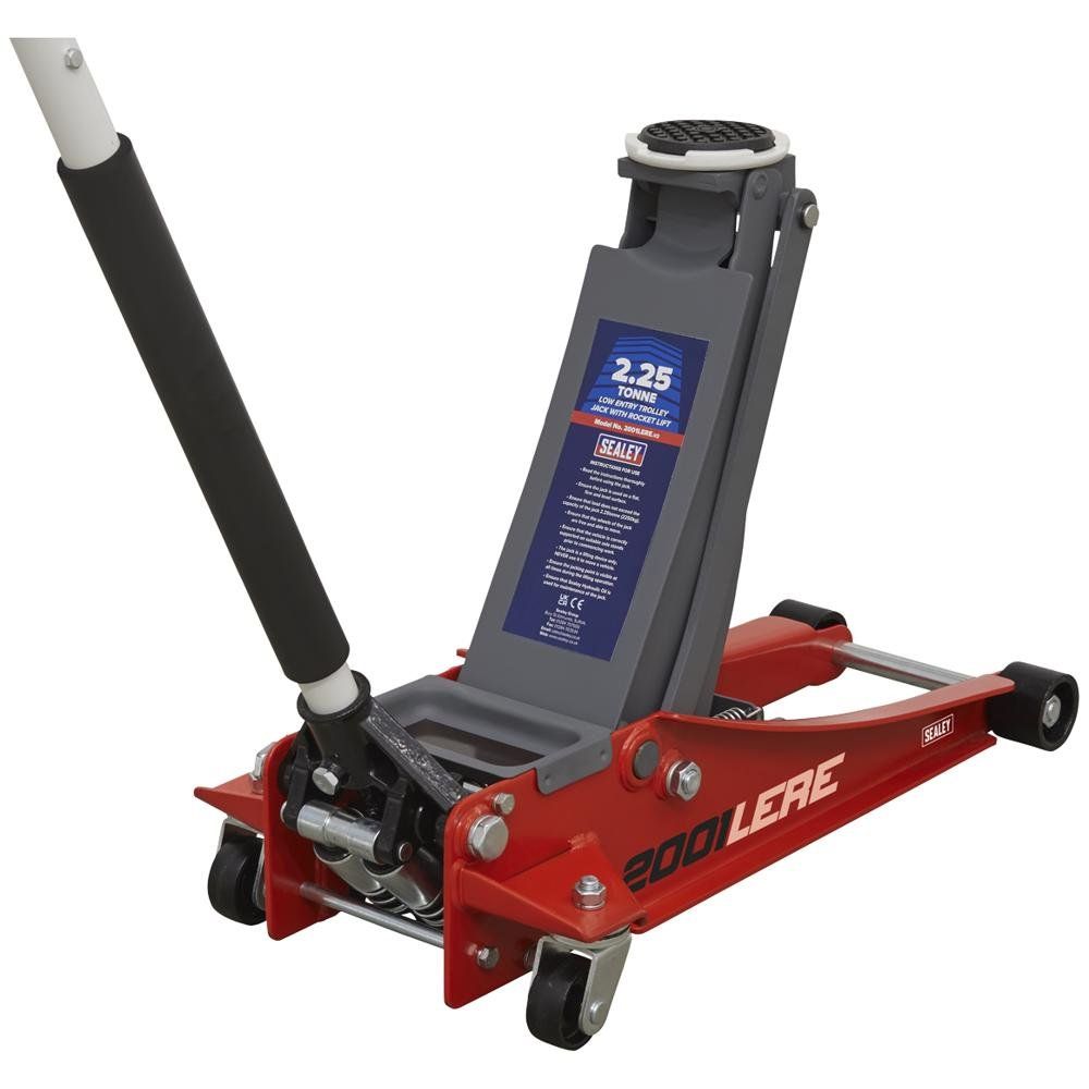 Sealey 2001LERE Trolley Jack 2.25 Tonne Low Profile Rocket Lift Red - Image 1