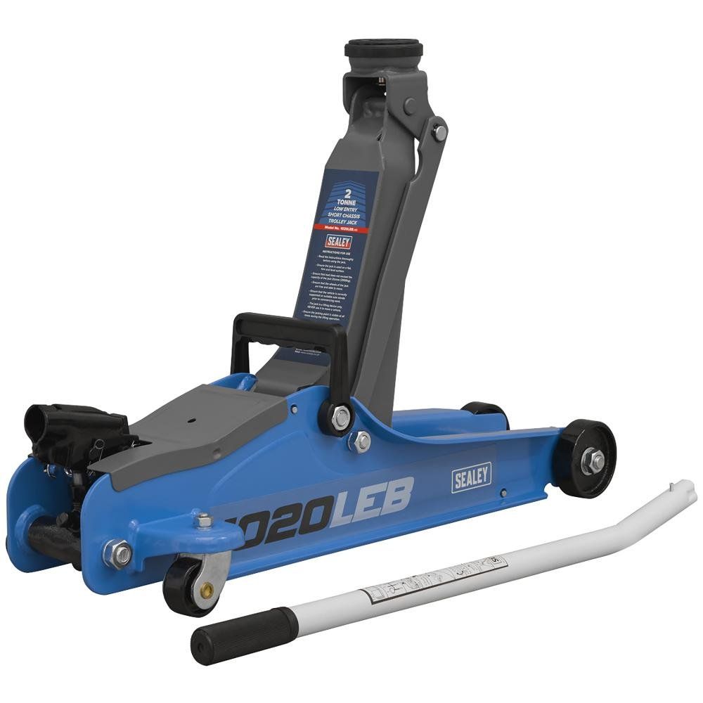 Sealey 1020LEB Trolley Jack 2 Tonne Low Profile Short Chassis - Blue - Image 1