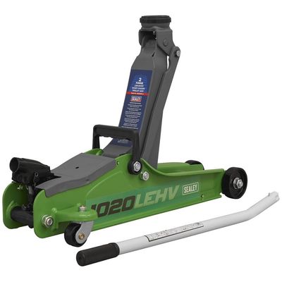 Sealey 1020LEHV Trolley Jack 2 Tonne Low Profile Short Chassis - Hi-Vis Green