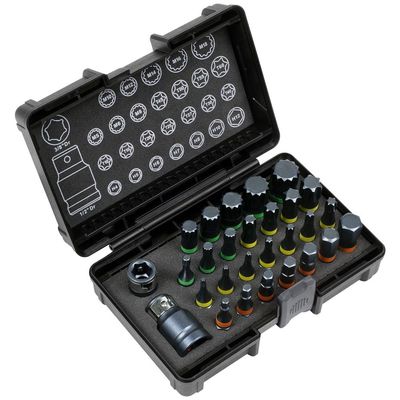 Sealey AK21902 Trx-Star*/Hex/Spline Bit Set Impact 28Pc 3/8in & 1/2inSq Drive