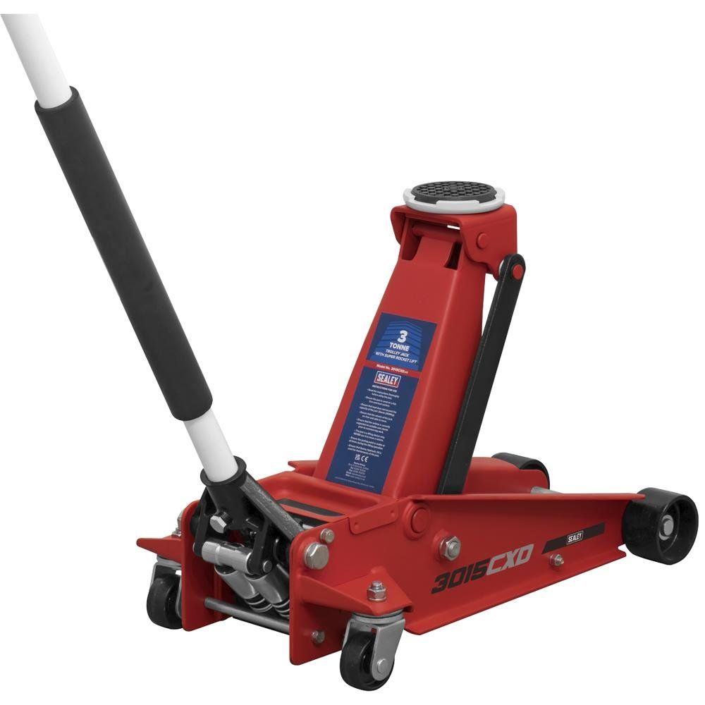Sealey 3015CXD Trolley Jack 3 Tonne Super Rocket Lift - Image 1