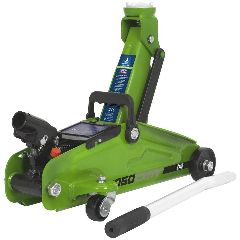 Sealey 1050CXHV Trolley Jack 2 Tonne Short Chassis - Hi-Vis - Image 1