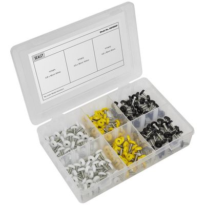 Sealey AB195NP Numberplate Screw Assortment 195Pc 4.8Mm X 18Mm - Plastic Enclosed Head
