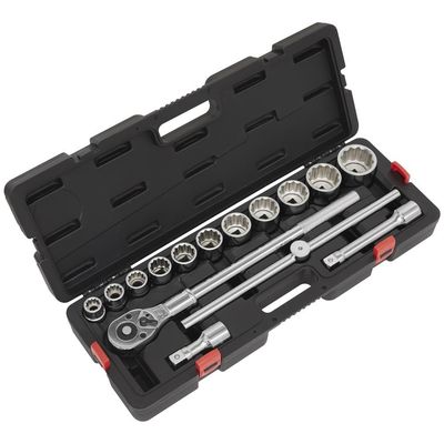 Sealey AK2583 Socket Set 3/4inSq Drive 12-Point Walldrive® 15Pc Metric