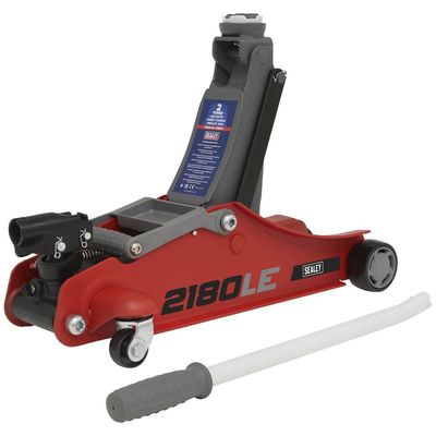 Sealey 2180LE 180° Handle Trolley Jack 2 Tonne Low Profile Short Chassis - Red