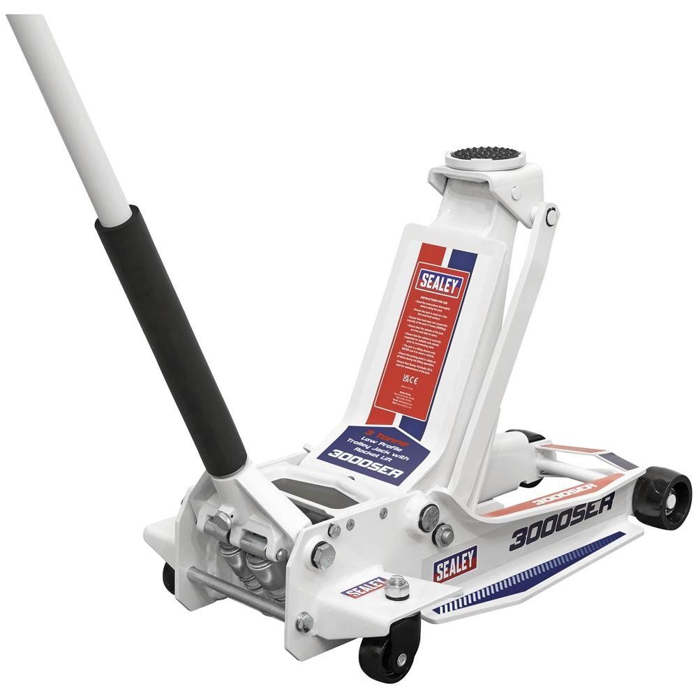 Sealey 3000SER Trolley Jack 3 Tonne Low Profile Rocket Lift - Image 1