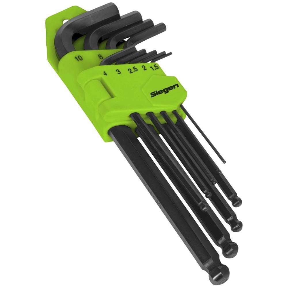 Siegen 9 Piece Long Metric Ball-End Hex Key Set - Image 1