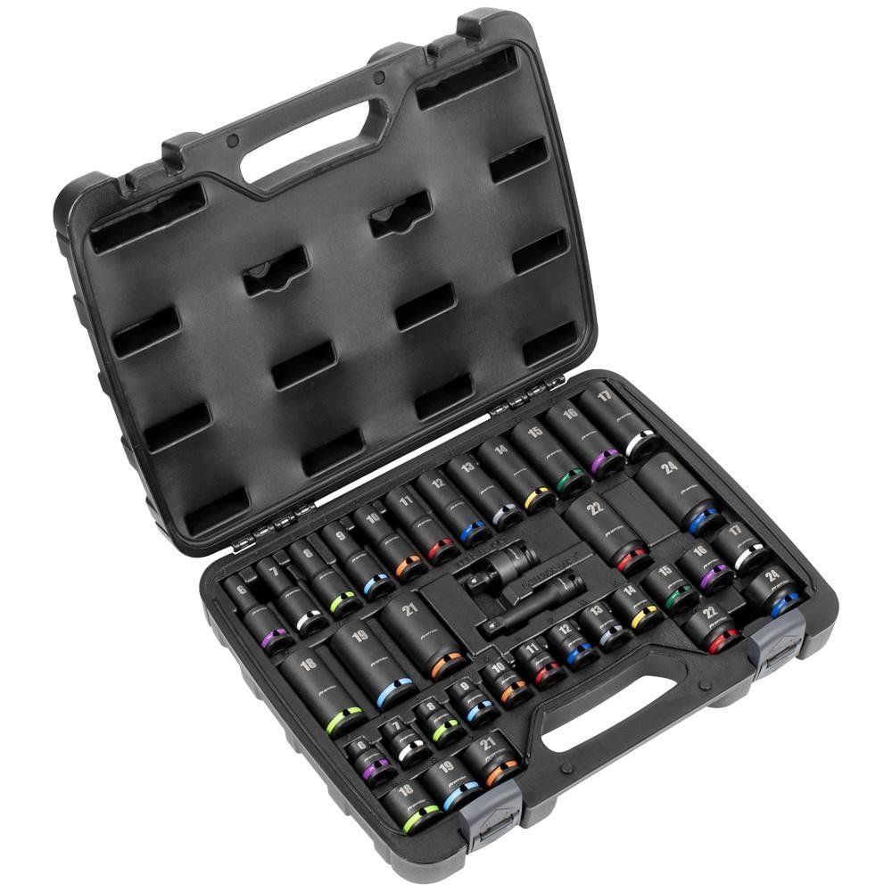 Sealey 36 Piece 3/8" Drive Colour Coded Impact Socket Set 3/8" - Image 1