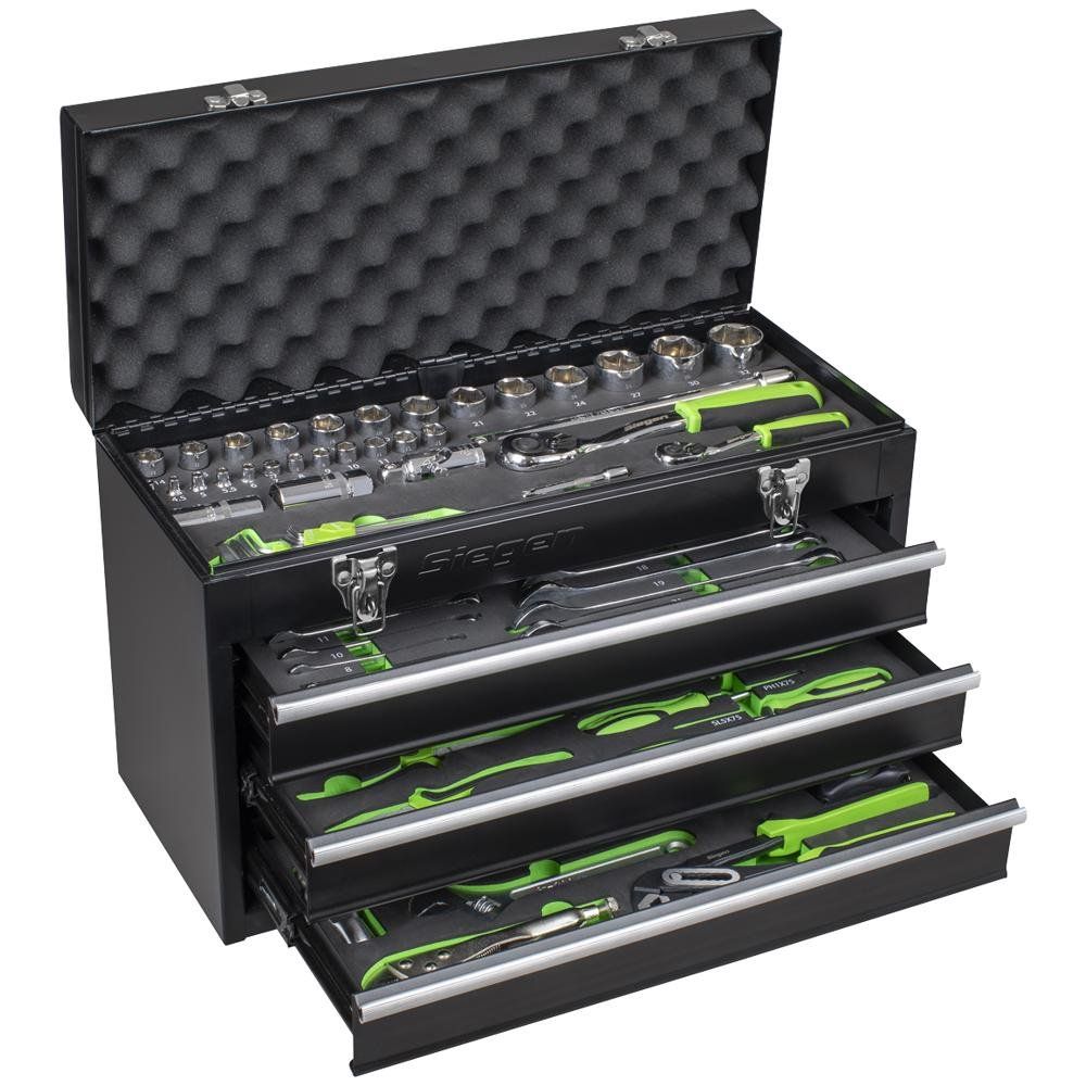 Siegen 3 Drawer Tool Chest + 98 Piece Tool Kit Black - Image 1