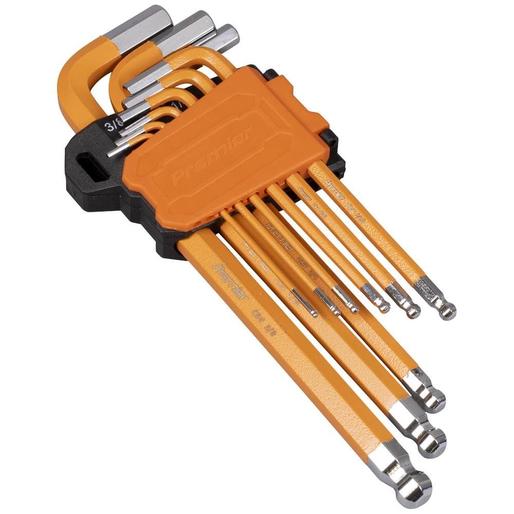 Sealey 9 Piece Long Ball End Hexagon Allen Key Set Imperial - Image 1