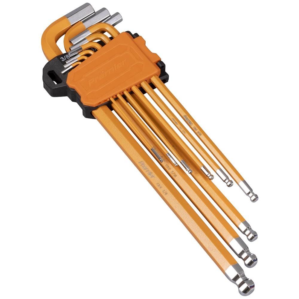 Sealey 9 Piece Extra Long Ball End Hexagon Allen Key Set Imperial - Image 1