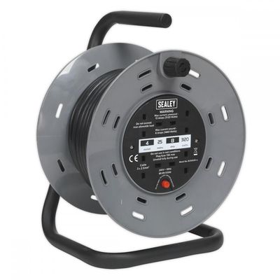 Sealey 4 Socket Heavy Duty Cable Extension Reel 240v 25m