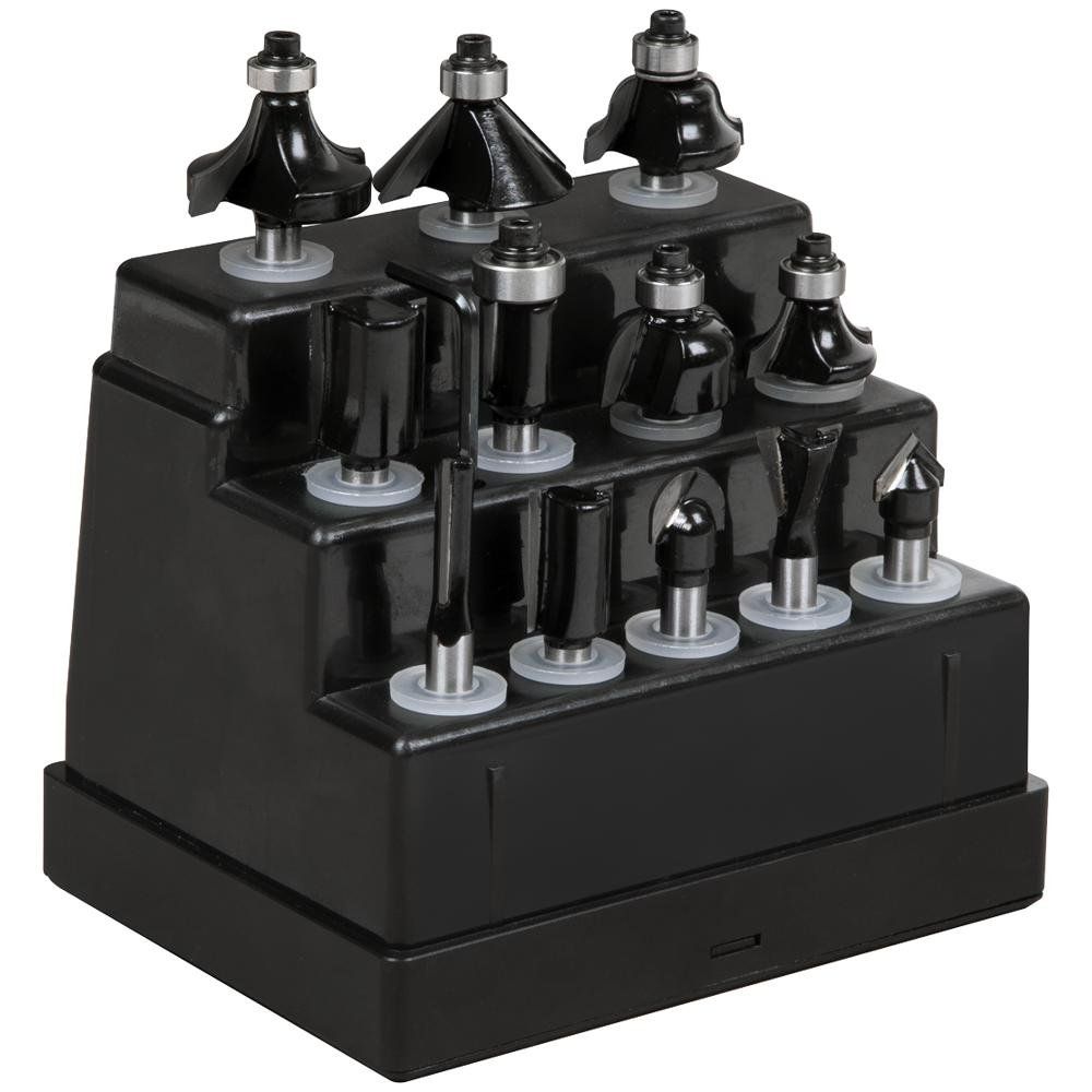Sealey 12 Piece 1/4" Shank Router Bit Set - Image 1