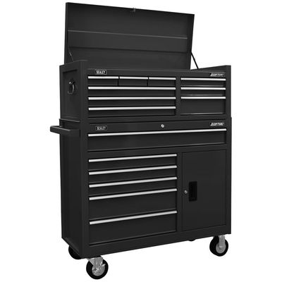 Sealey 15 Drawer Top Chest and Tool Roller Cabinet Combination Black