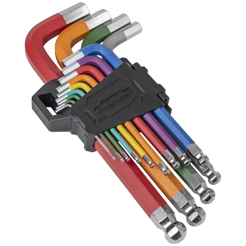 Sealey 13 Piece Jumbo Ball End Anti Slip Colour Coded Hex Key Set - Image 1