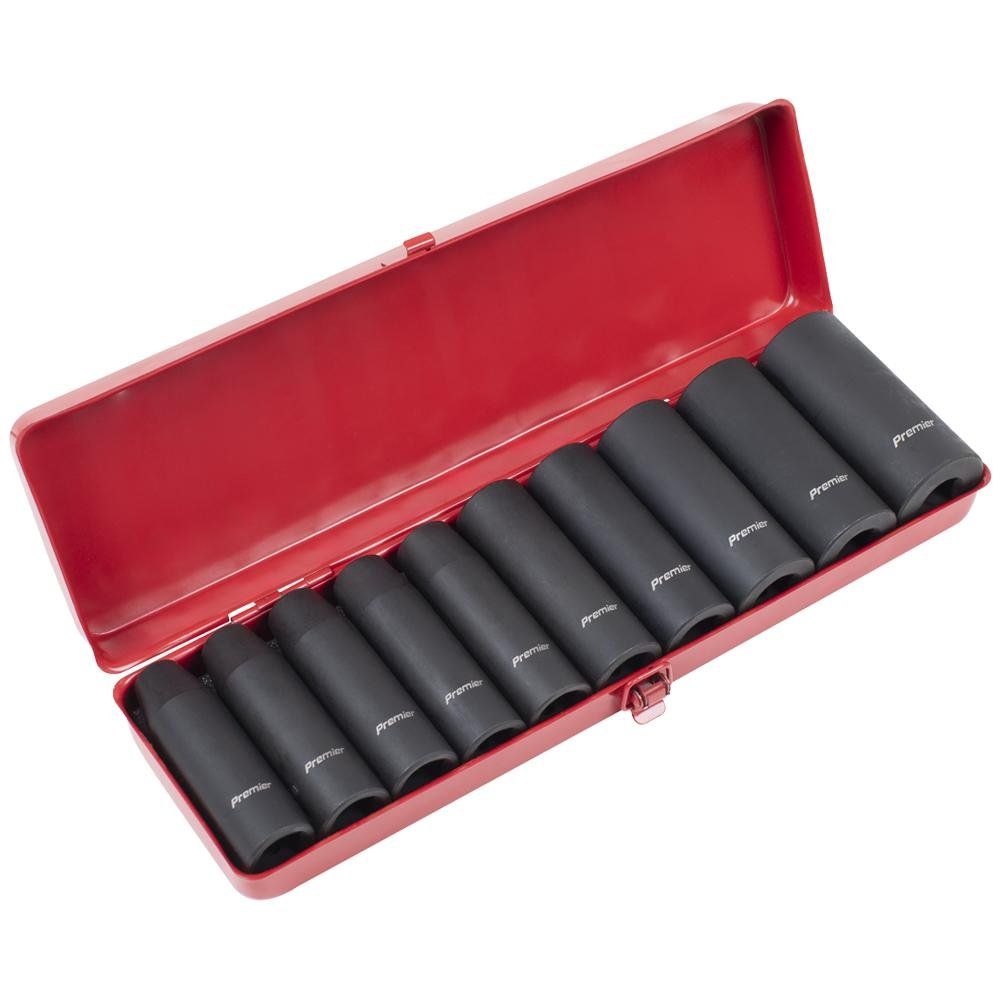 Sealey 11 Piece 1/2" Drive Deep Hexagon Impact Socket Set 1/2" - Image 1
