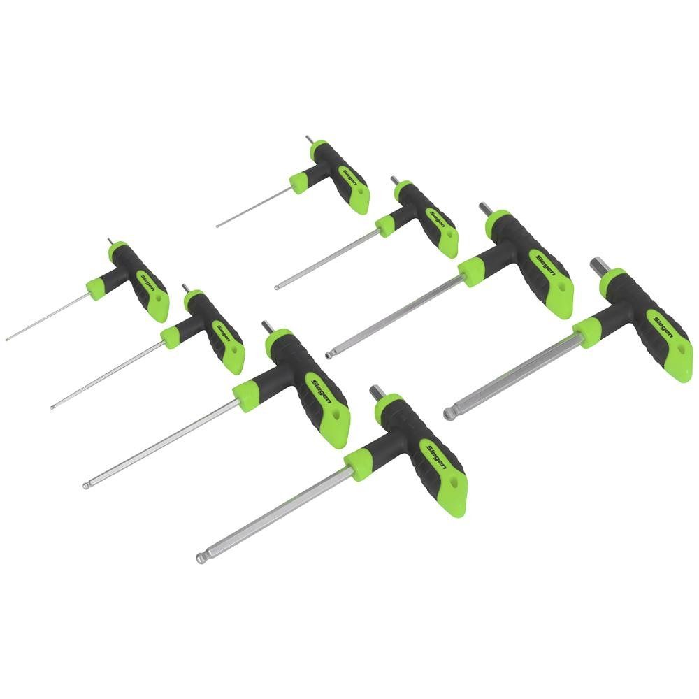 Siegen 8 Piece T Handle Ball End Hexagon Allen Key Set Metric - Image 1