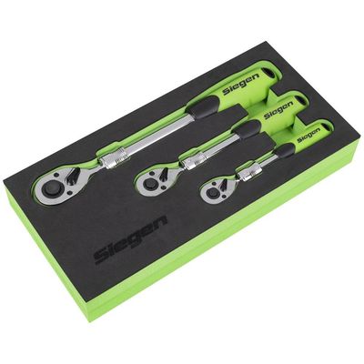 Siegen 3 Piece Combination Drive Extendable Ratchet Set in Module Tray Combination