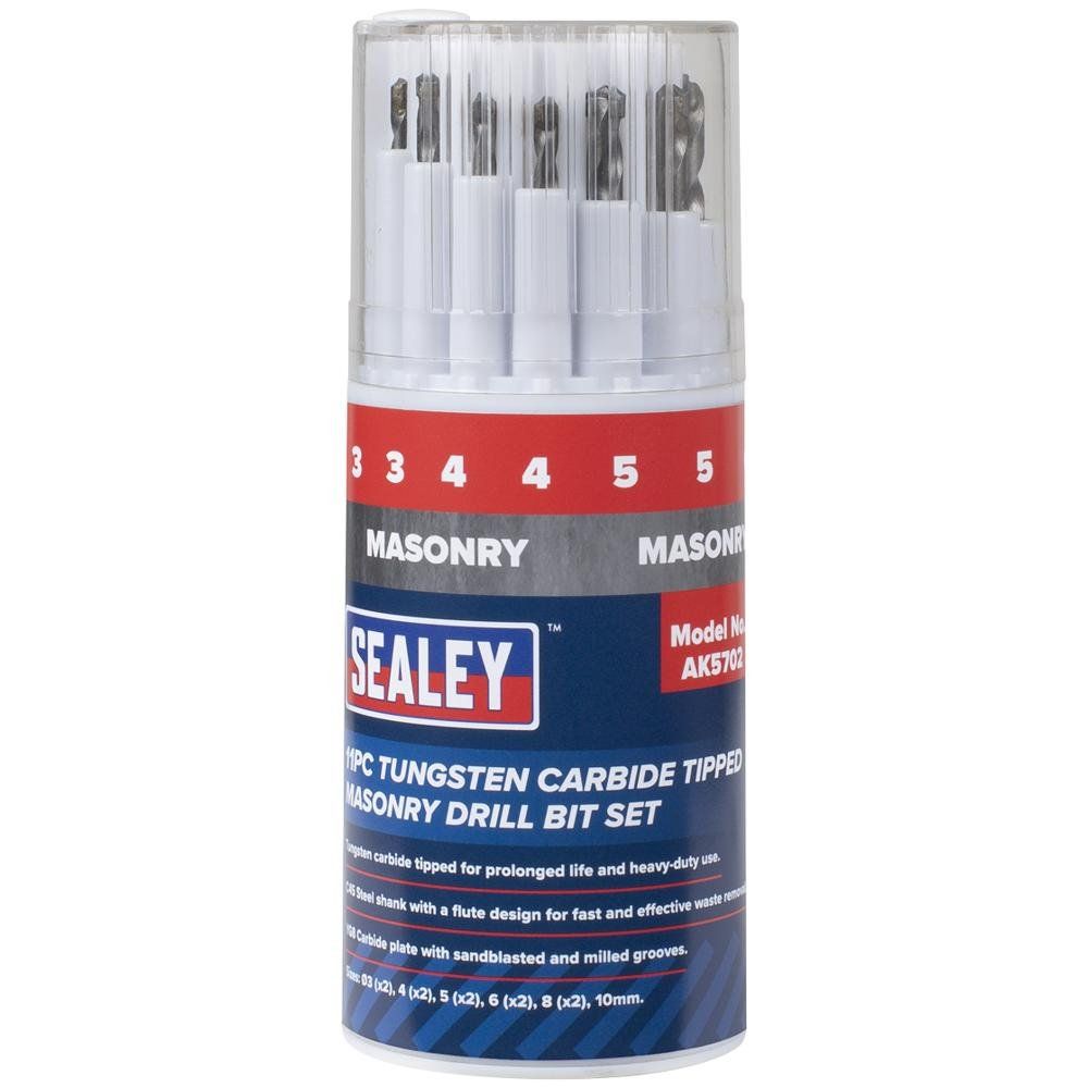 Sealey 11 Piece Tungsten Carbide Tipped Masonry Drill Bit Set - Image 1