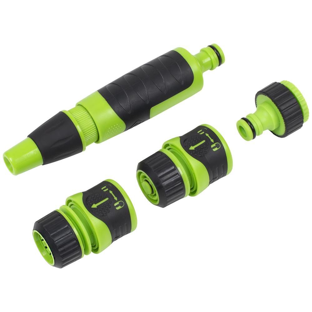 Sealey 4 Piece Deluxe Garden Hose Spray Nozzle and Connector Set - Image 1