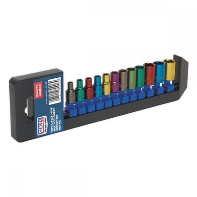 Sealey 12 Piece 1/4" Drive Coloured Hexagon WallDrive Socket Set Metric