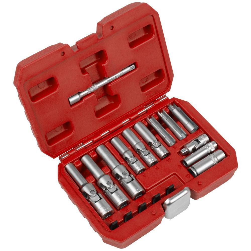 Sealey 18 Piece 1/4" and 3/8" Drive Glow Plug Socket Set Combination - Image 1