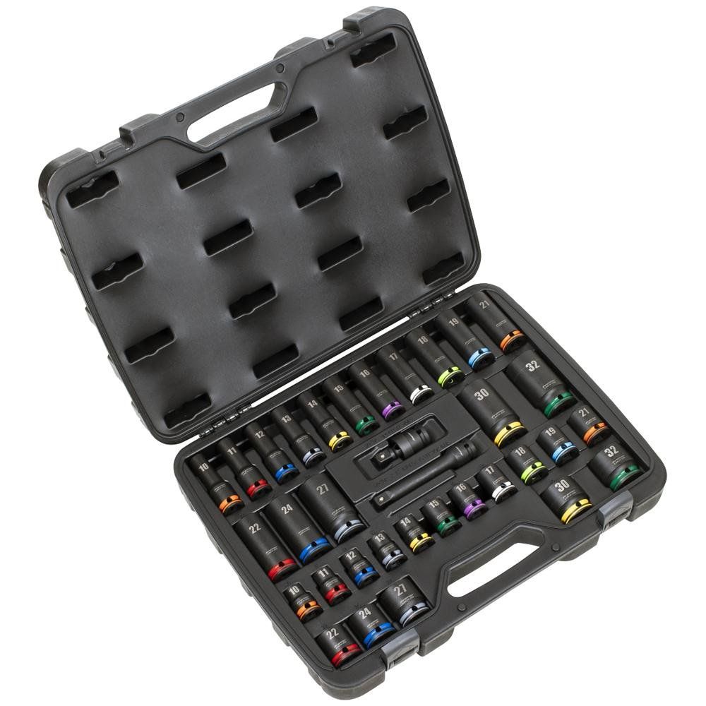 Sealey 34 Piece 1/2" Drive Lock On Hexagon Impact Socket Set 1/2" - Image 1