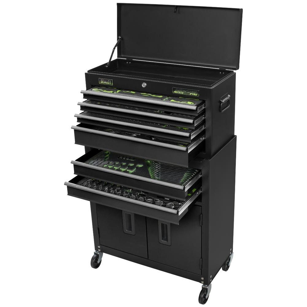 Siegen 247 Piece Tool Kit in Roller Cabinet and Top Chest Combination Black - Image 1