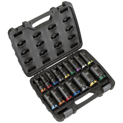 Sealey 16 Piece 1/2" Drive Deep Lock On Impact Socket Set 1/2"