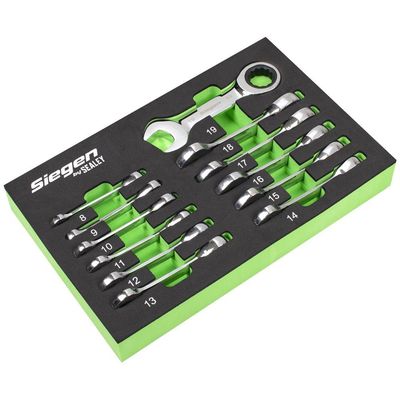 Siegen 12 Piece Stubby Ratchet Combination Spanner Set Metric