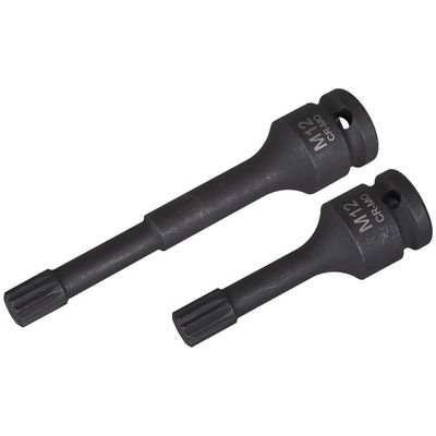 Sealey 2 Piece 1/2" Drive M12 Wheel Bearing Hub Spline Socket Bit Set for VAG Vehices 1/2"