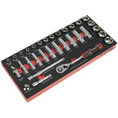 Sealey 32 Piece 3/8" Drive Hexagon Socket Set in Module Tray 3/8"
