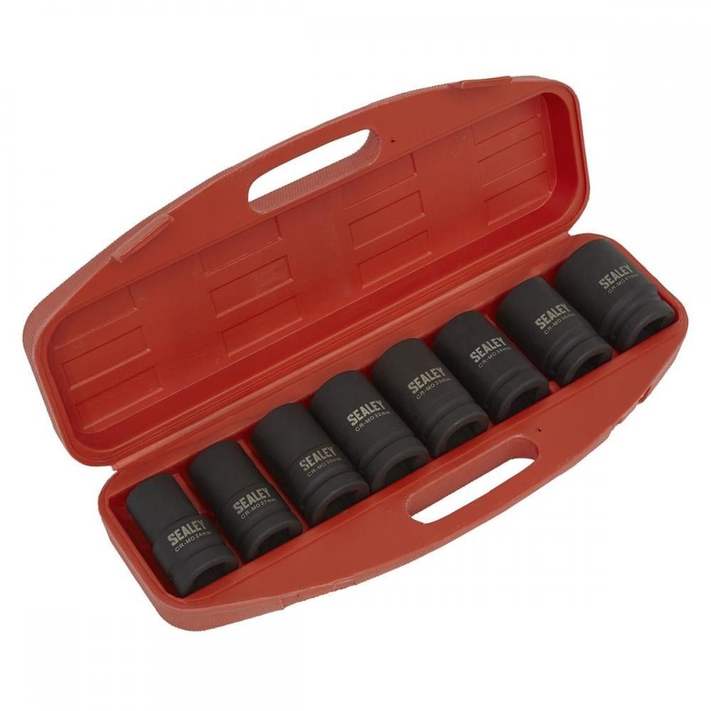 Sealey 8 Piece 1" Drive Deep Impact Socket Set Metric 1" - Image 1