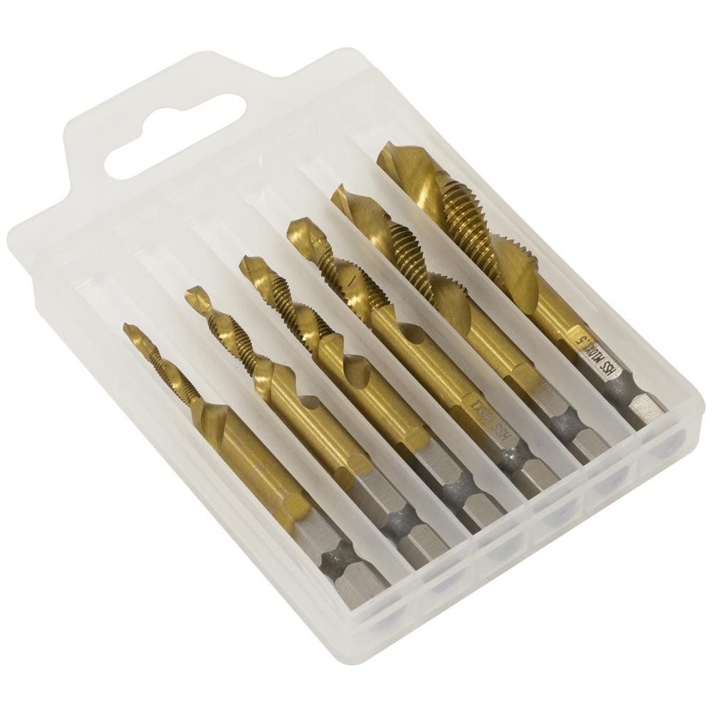 Sealey 6 Piece Hex Shank Tapping Drill Bit Set M3 - M10 - Image 1