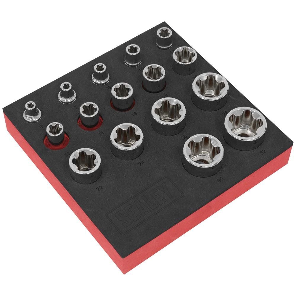 Sealey 16 Piece Combination Drive TRX P EPR Socket Set Combination - Image 1