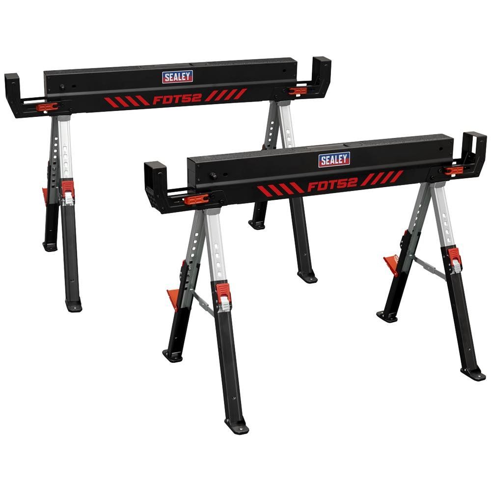Sealey 2 Piece Adjustable Saw Horse Set - Image 1