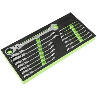 Siegen 15 Piece Flexi Head Ratchet Combination Spanner Set