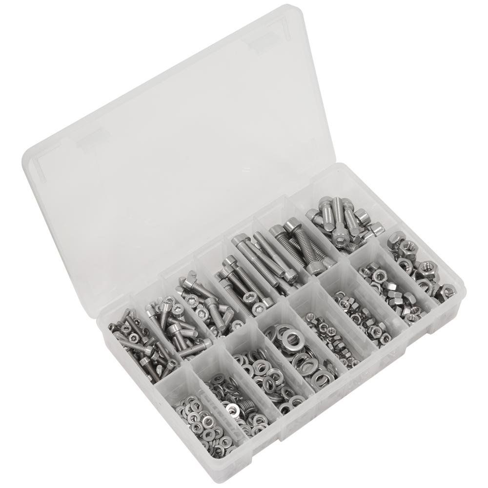 Sealey 710 Piece Stainless Steel Hex Socket Bolt and Nut Assortment - Image 1