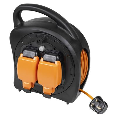 Sealey 30M Weatherproof Extension Reel With Thermal Trip 2 X 230V
