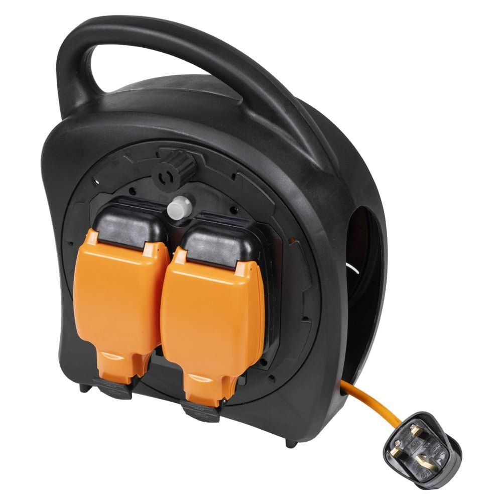 Sealey 15M Weatherproof Extension Reel With Thermal Trip 2 X 230V - Image 1