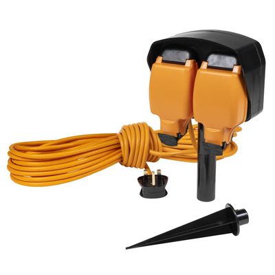 Sealey 15M Weatherproof Extension Lead & Ground Spike 2 X 230V