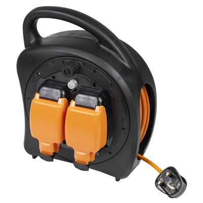 Sealey 20M Weatherproof Extension Reel With Thermal Trip 2 X 230V