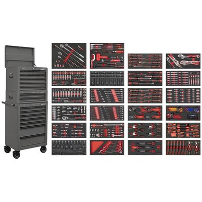 Sealey 14 Drawer Superline Pro Roller Cabinet Combo and 447 Piece Tool Kit