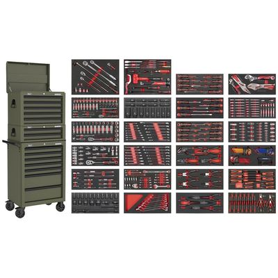 Sealey 14 Drawer Superline Pro Roller Cabinet Combo and 447 Piece Tool Kit