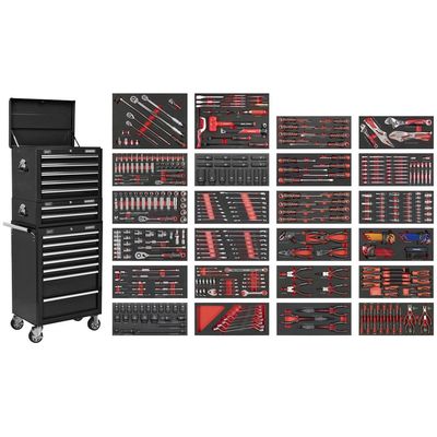 Sealey 14 Drawer Superline Pro Roller Cabinet Combo and 447 Piece Tool Kit